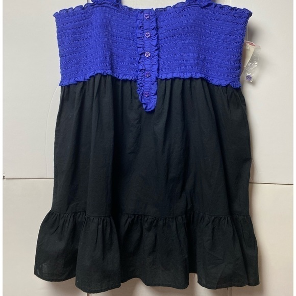 Kohl’s Elle Smocked Babydoll Tiered Closed Button Down Spaghetti Strap Sz Large - Picture 5 of 8